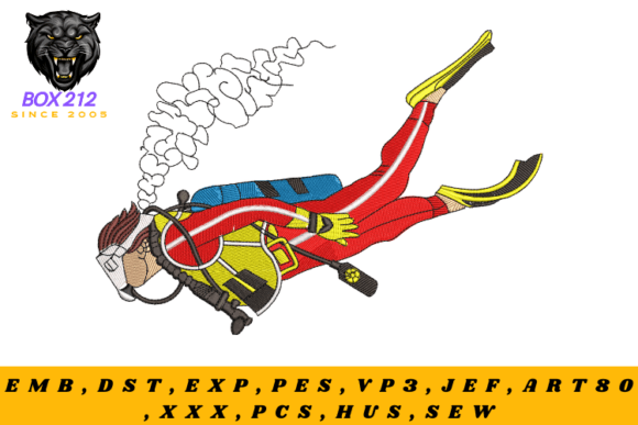 Diver Digital Embroidery Design