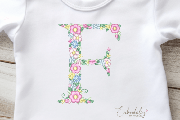 Floral Letter F Machine Embroidery