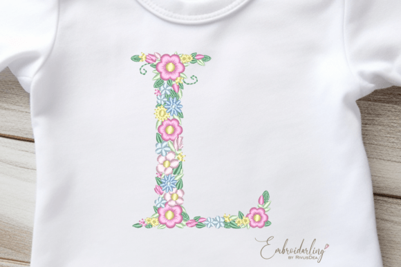 Floral Letter L Machine Embroidery