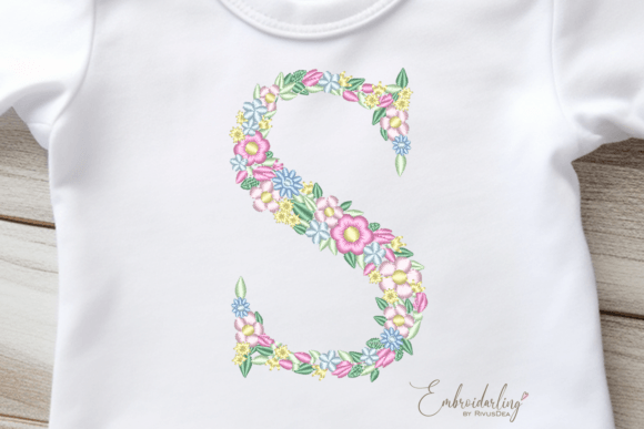 Floral Letter S Machine Embroidery