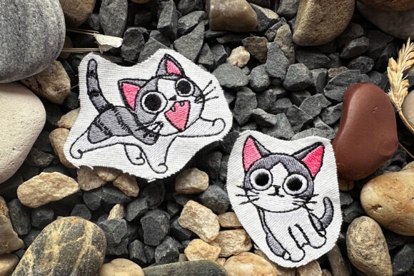 Kawaii Anime Cat Machine Embroidery