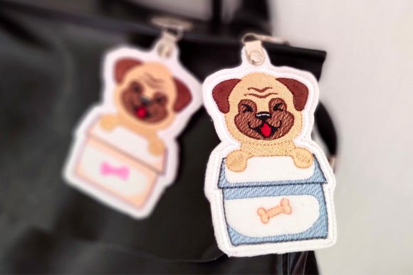 Pug Box Embroidery Design