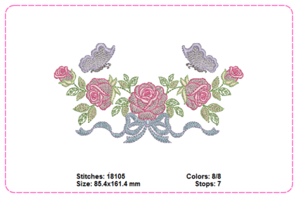 Rose and Butterfly Embroidery Designs