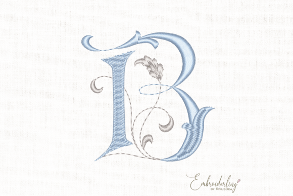Vintage Floral B Machine Embroidery Letter