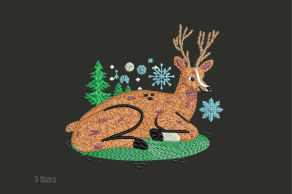 Winter Deer Machine Embroidery Design